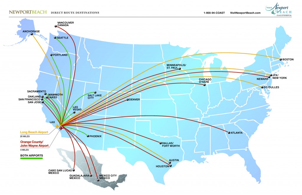 John Wayne Airport on the Airline Map